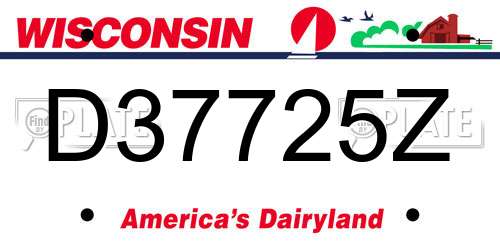 D37725Z Wisconsin License Plate