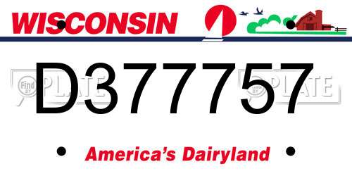 D377757 Wisconsin License Plate