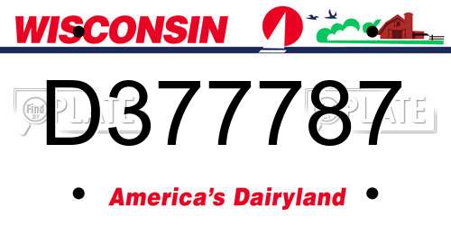 D377787 Wisconsin License Plate
