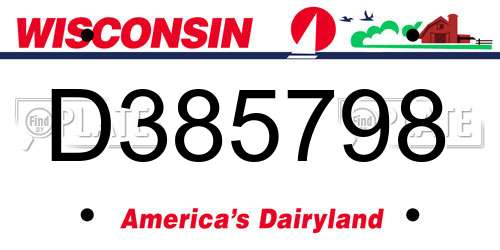 D385798 Wisconsin License Plate