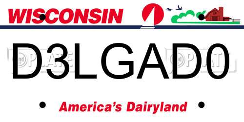 D3LGAD0 Wisconsin License Plate