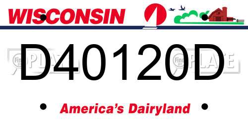D40120D Wisconsin License Plate