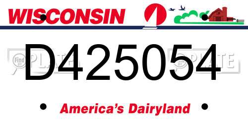 D425054 Wisconsin License Plate