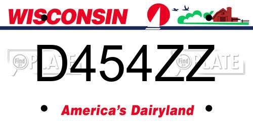 D454ZZ Wisconsin License Plate