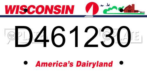 D461230 Wisconsin License Plate