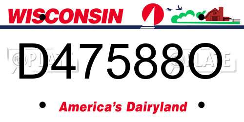 D47588O Wisconsin License Plate