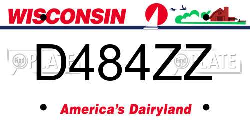 D484ZZ Wisconsin License Plate