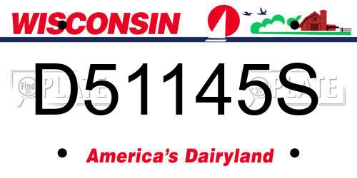D51145S Wisconsin License Plate