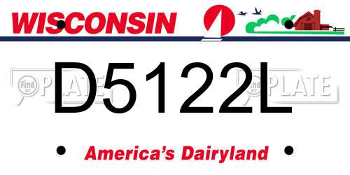 D5122L Wisconsin License Plate