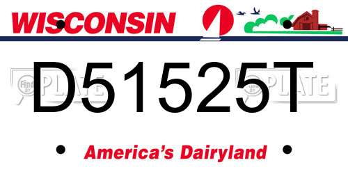 D51525T Wisconsin License Plate
