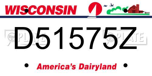 D51575Z Wisconsin License Plate