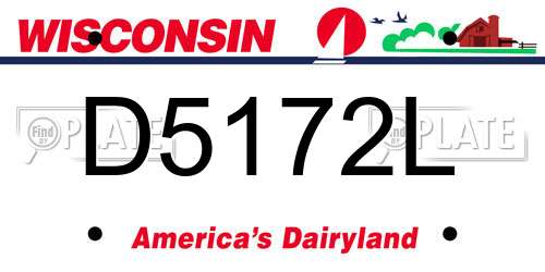 D5172L Wisconsin License Plate