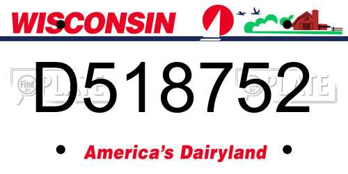 D518752 Wisconsin License Plate