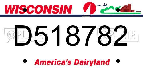 D518782 Wisconsin License Plate