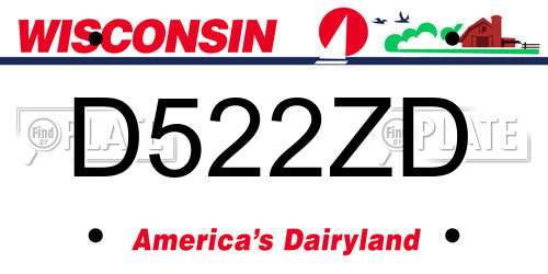 D522ZD Wisconsin License Plate