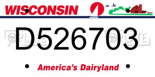 D526703 Wisconsin License Plate