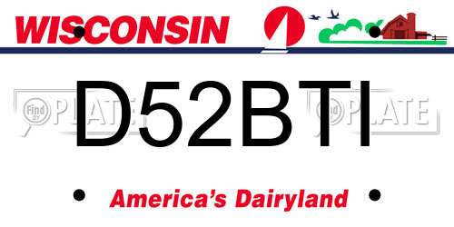 D52BTI Wisconsin License Plate