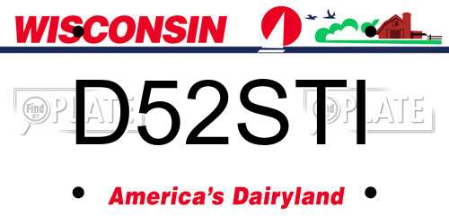 D52STI Wisconsin License Plate