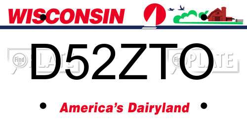 D52ZTO Wisconsin License Plate