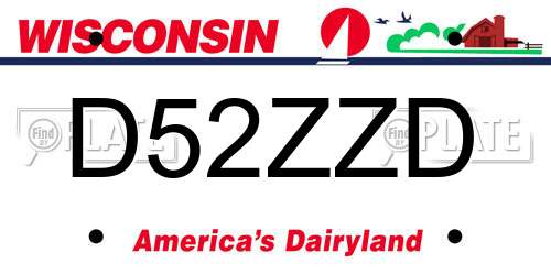 D52ZZD Wisconsin License Plate
