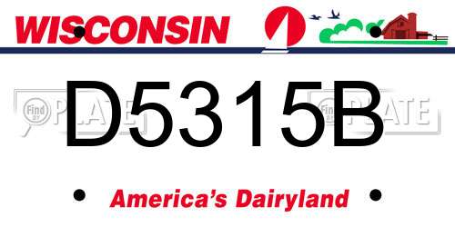D5315B Wisconsin License Plate