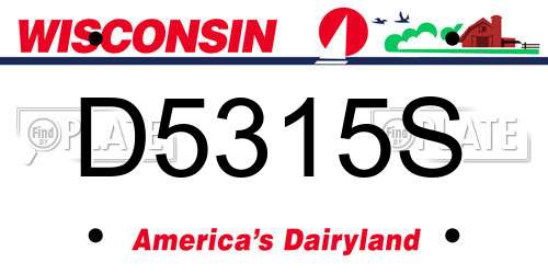 D5315S Wisconsin License Plate