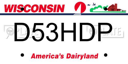 D53HDP Wisconsin License Plate