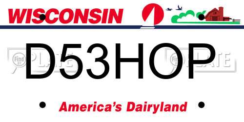 D53HOP Wisconsin License Plate
