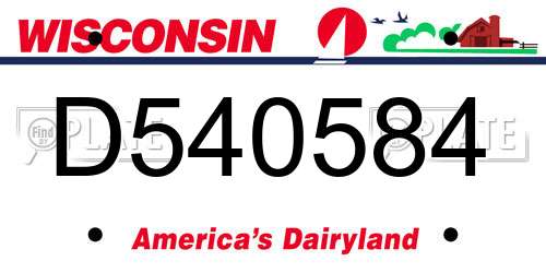 D540584 Wisconsin License Plate
