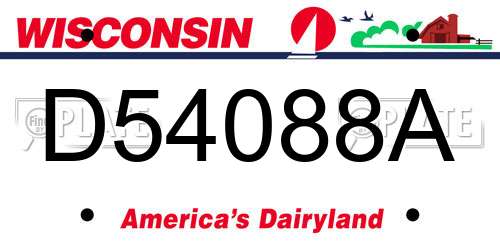 D54088A Wisconsin License Plate