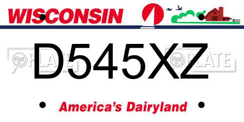 D545XZ Wisconsin License Plate
