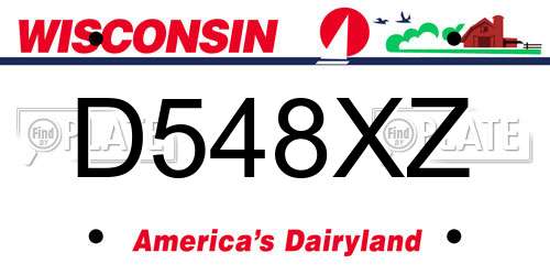 D548XZ Wisconsin License Plate