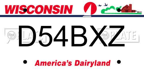D54BXZ Wisconsin License Plate