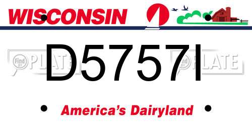 D5757I Wisconsin License Plate