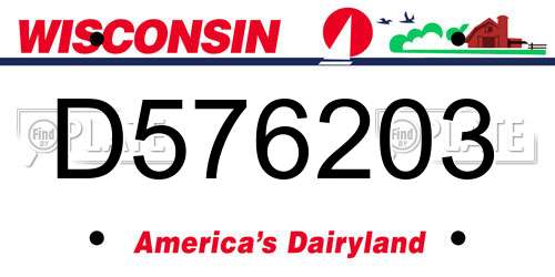 D576203 Wisconsin License Plate