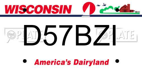 D57BZI Wisconsin License Plate