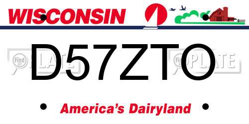 D57ZTO Wisconsin License Plate