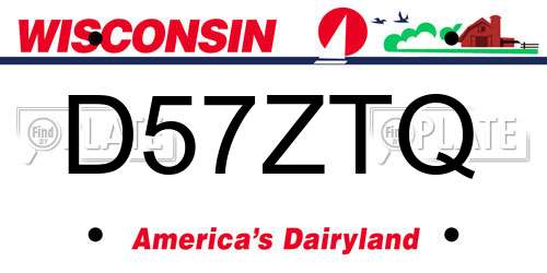 D57ZTQ Wisconsin License Plate