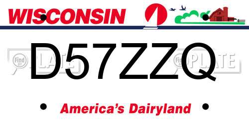 D57ZZQ Wisconsin License Plate