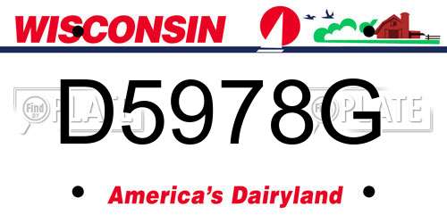 D5978G Wisconsin License Plate