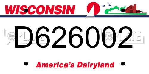 D626002 Wisconsin License Plate