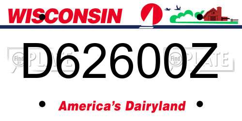 D62600Z Wisconsin License Plate