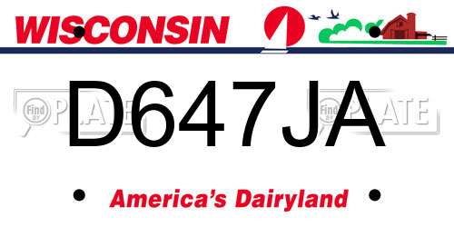 D647JA Wisconsin License Plate