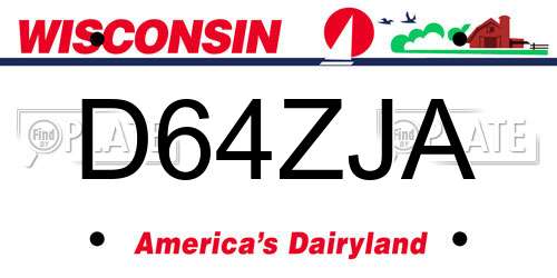 D64ZJA Wisconsin License Plate