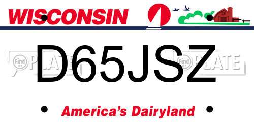 D65JSZ Wisconsin License Plate