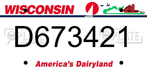 D673421 Wisconsin License Plate