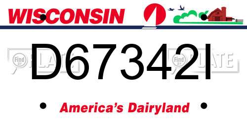 D67342I Wisconsin License Plate