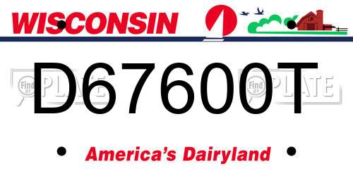 D67600T Wisconsin License Plate