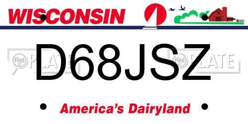 D68JSZ Wisconsin License Plate