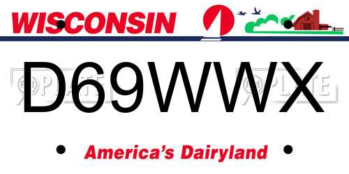 D69WWX Wisconsin License Plate